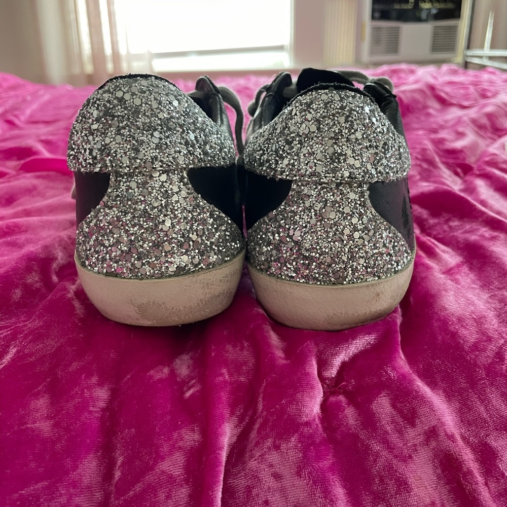Golden Goose Superstar Leather Black & Glitter Low-Top Sneakers - Picture 5 of 7